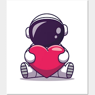 Kawaii Astronaut with Heart Posters and Art